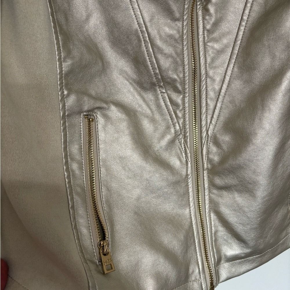 Marc New York Women's Metallic and Cream Leather Jacket - Picture 3 of 8